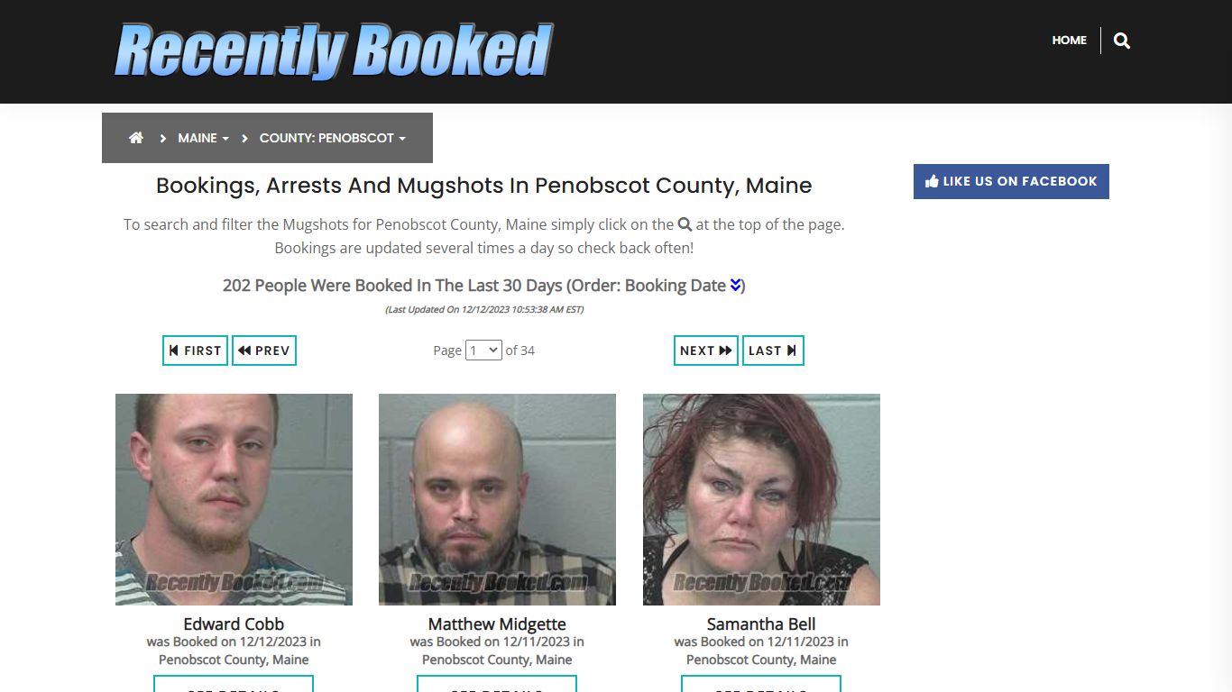 Bookings, Arrests and Mugshots in Penobscot County, Maine